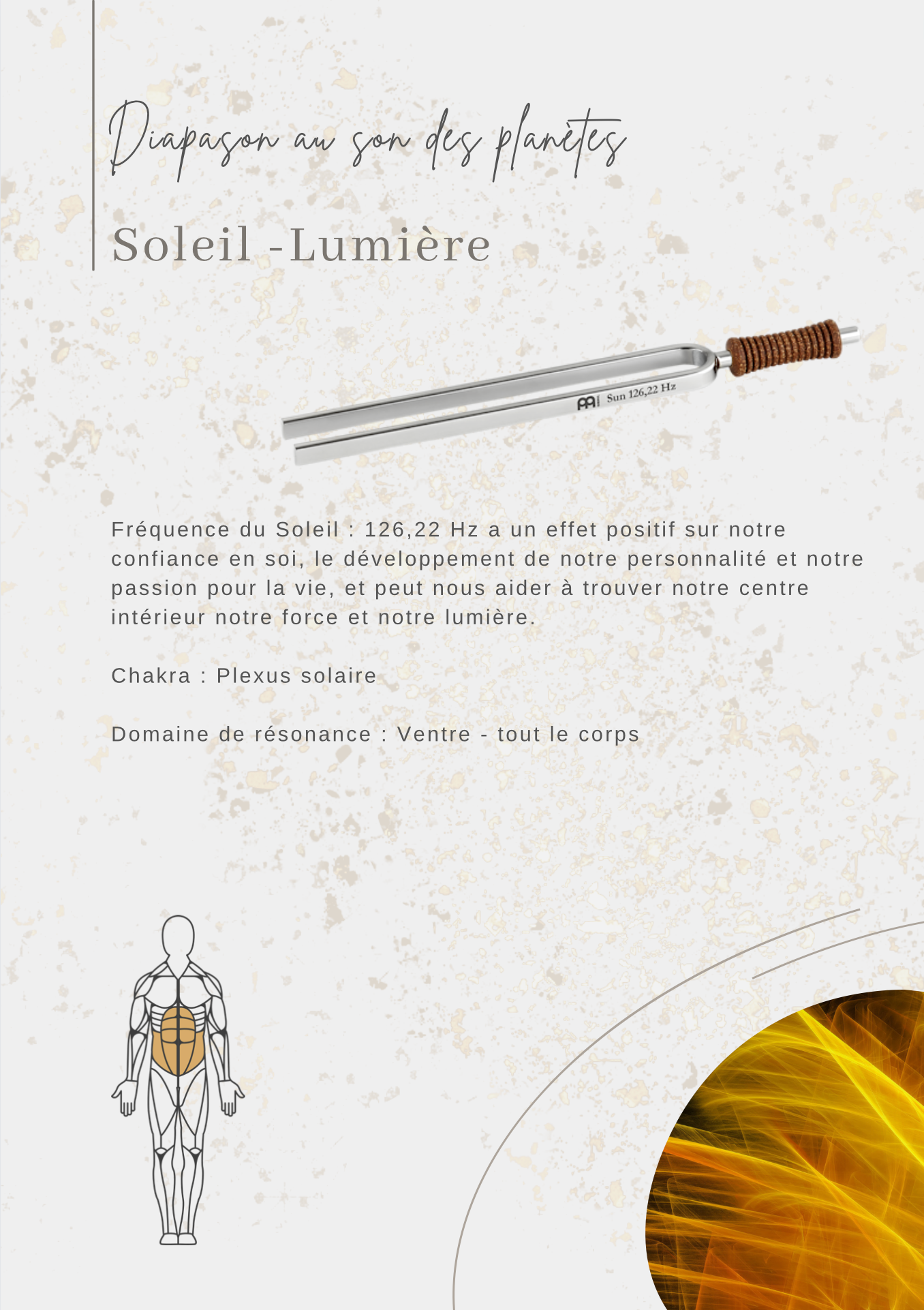 Soleil Diapason aux sons des planètes: Lumière, force