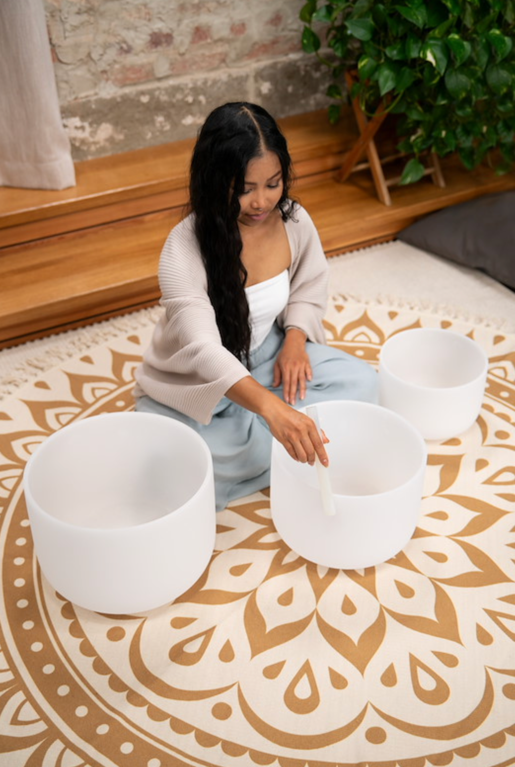 Set de Bols chantants Cristal Pure '' 25, 30, 35cm G, E. C avec sac de transport