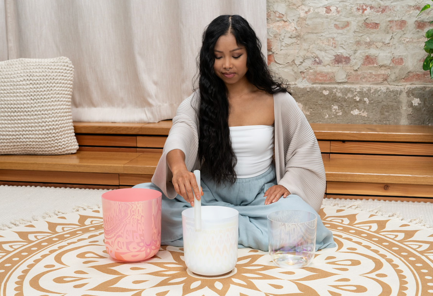 Set Encense ensemble de 3 bols en cristal E, B, G