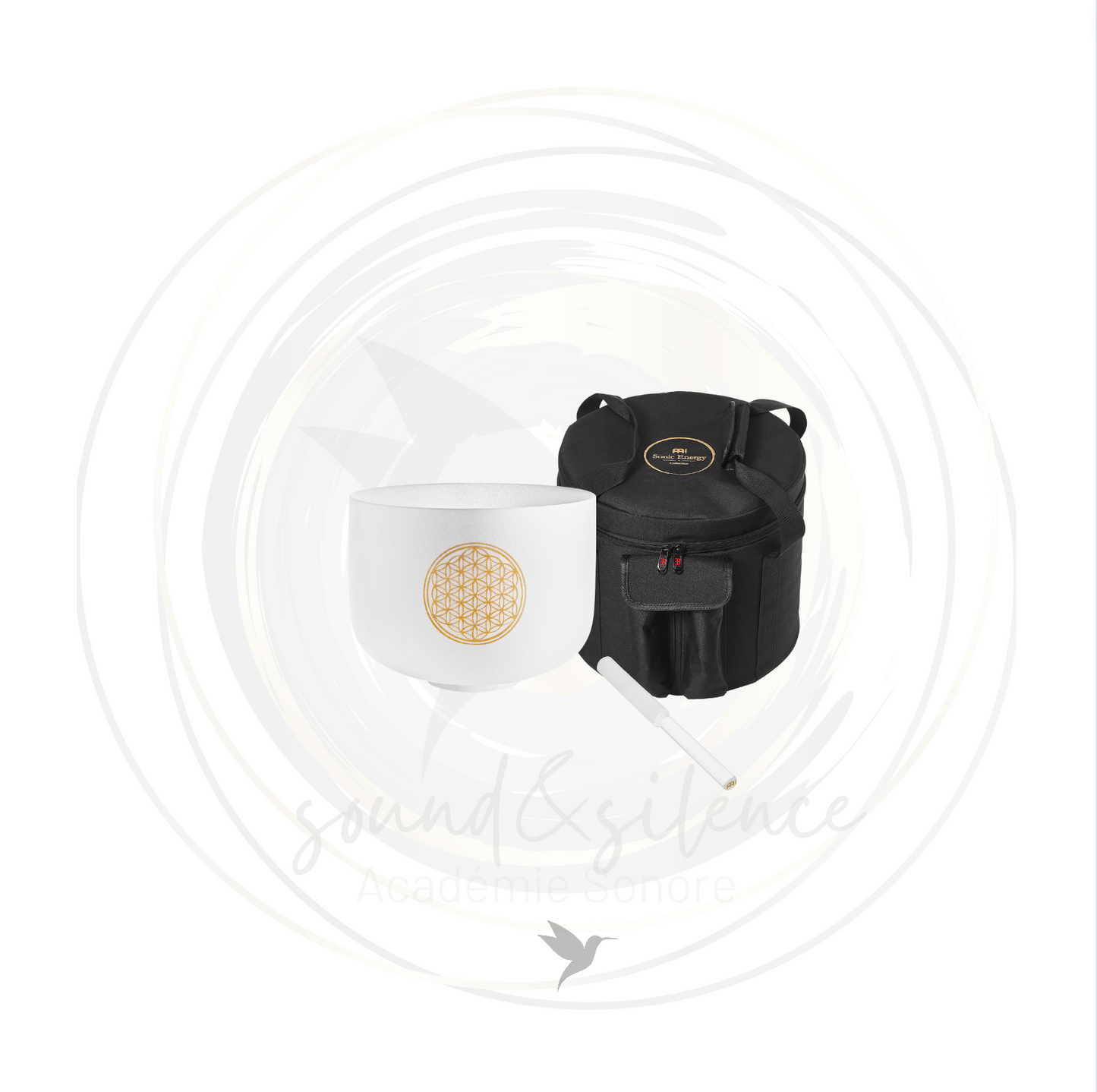 Bols chantants Cristal Pure ''Fleur de vie 25cm 128hz Chakra Coronal