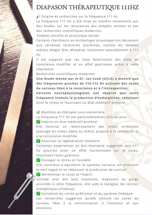 Diapason Medi-Premium 111 Hz – Stimulation du nerf vague Doré ou Argenté selon stock