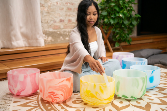 Set de bols en cristal Marble 7 Chakras livrable dès mars 24
