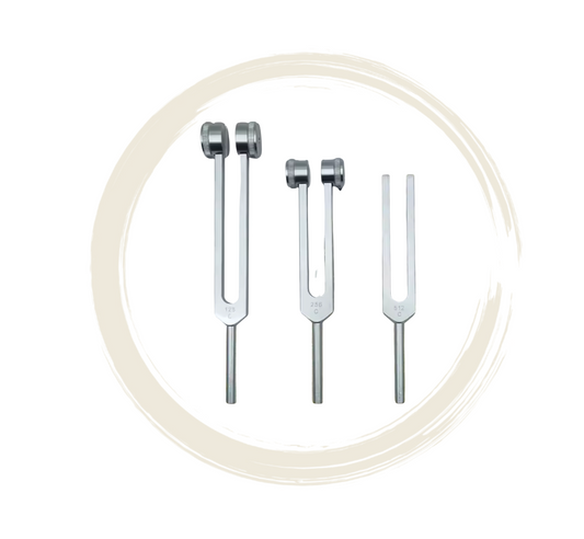 Set de diapasons Harmonie Corporelle – 128 Hz • 256 Hz • 512 Hz
