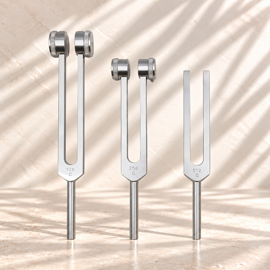 Set de diapasons Harmonie Corporelle – 128 Hz • 256 Hz • 512 Hz
