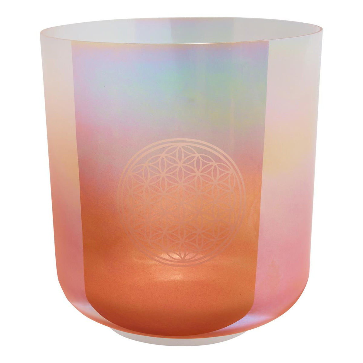 Bol chantant en cristal Essence or rose avec fleur de vie gravée, 22 cm, 128 Hz