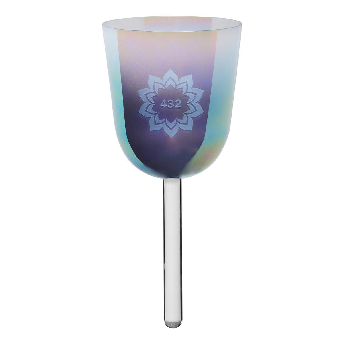 Bol chantant en cristal Essence sur tige, bleu ardoise, fleur de lotus, 14 cm, 432 Hz