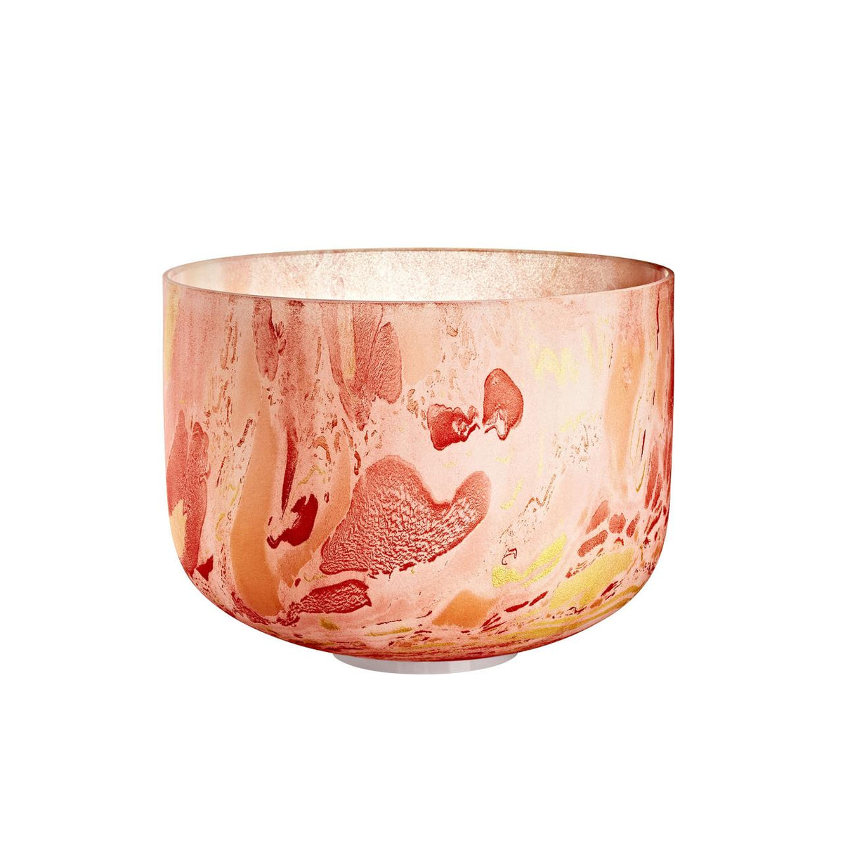 Bol chantant en cristal marbré orange, 25 cm, Ré (D4), chakra sacré