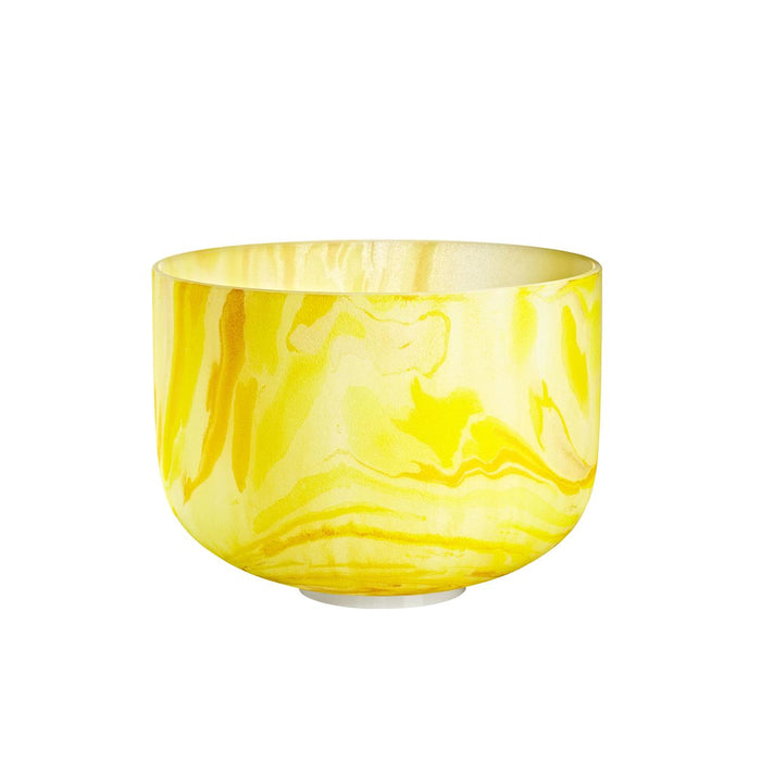 Bol chantant en cristal marbré jaune, 25 cm, Mi (E4), chakra du plexus solaire