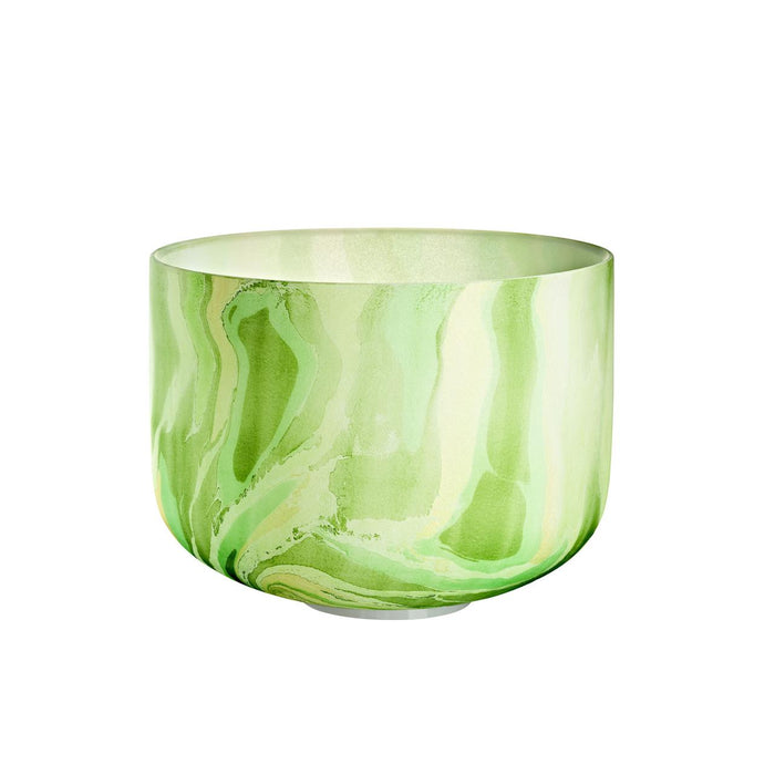 Bol chantant en cristal marbré vert, 25 cm, Fa (F4), chakra du cœur