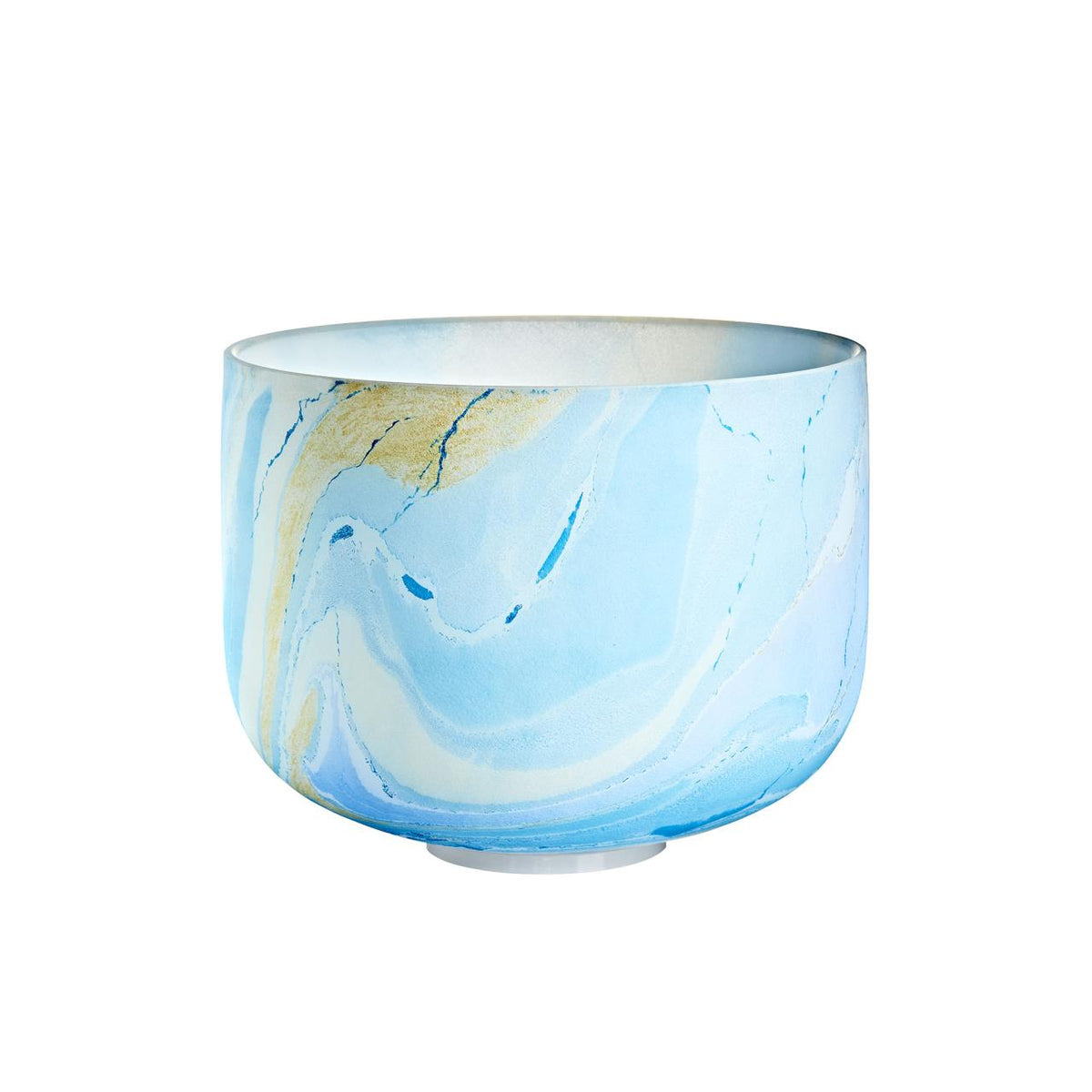 Bol chantant en cristal marbré bleu clair, 25 cm, Sol (G4), chakra de la gorge