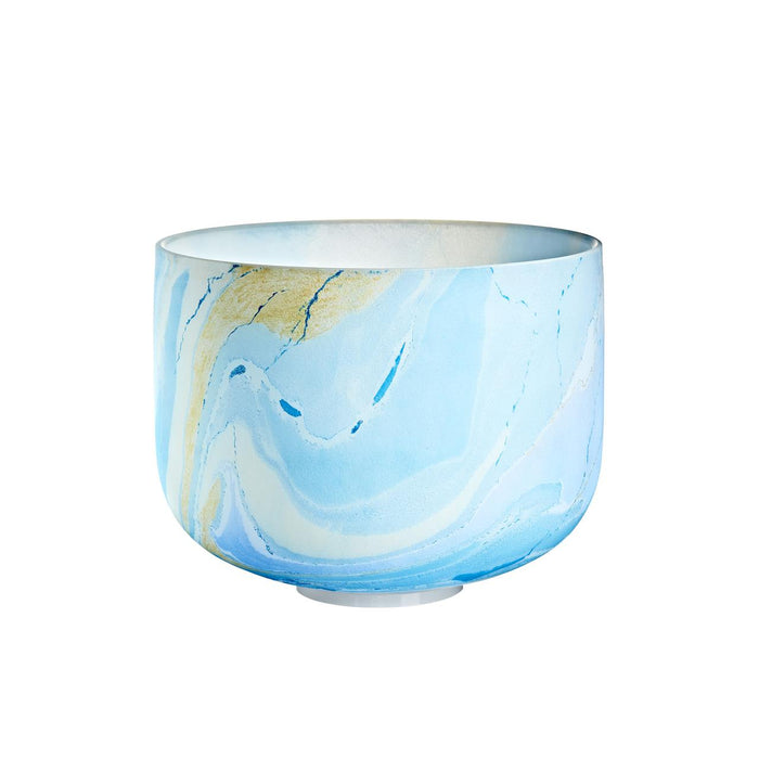 Bol chantant en cristal marbré bleu clair, 25 cm, Sol (G4), chakra de la gorge