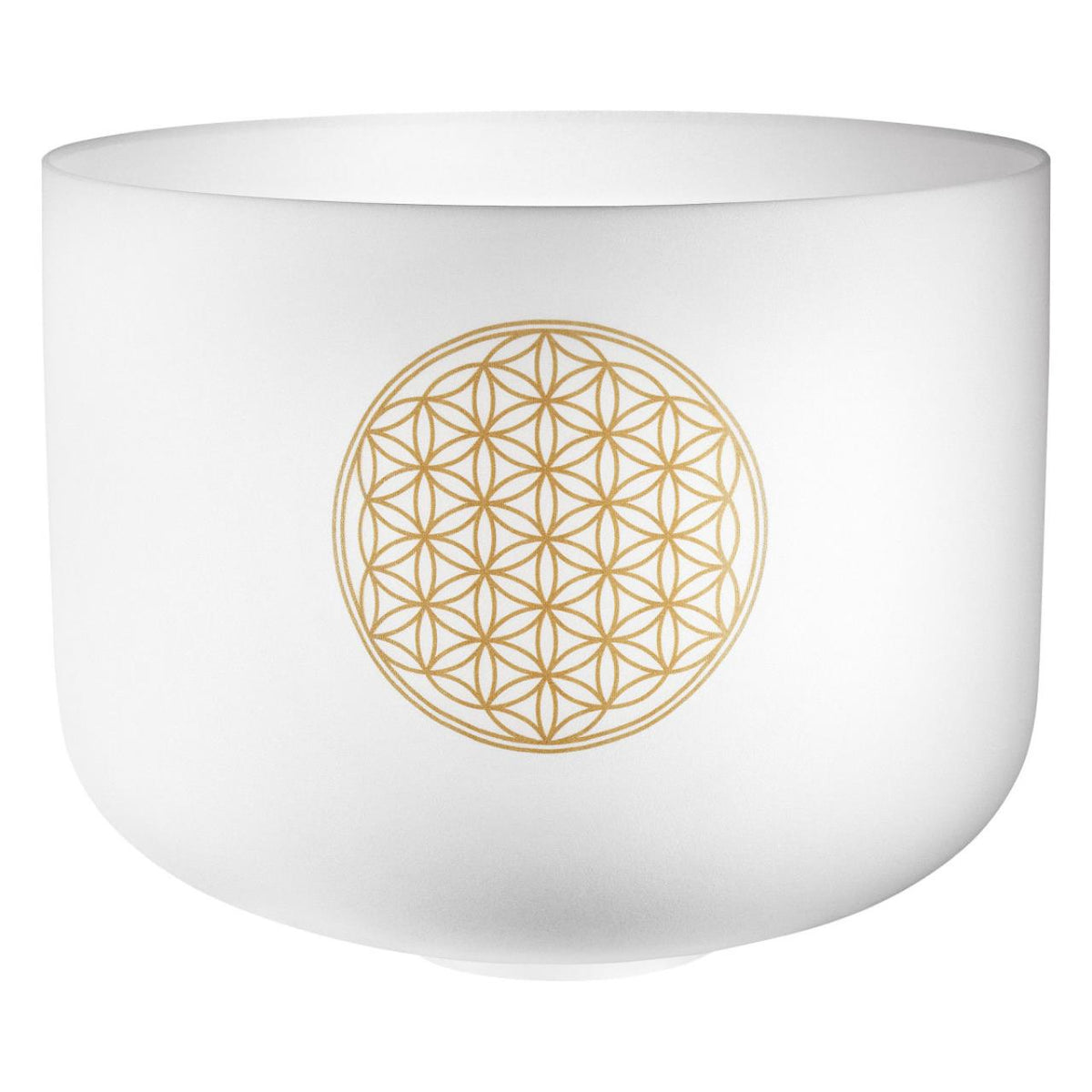 Grand bol chantant en cristal blanc avec fleur de vie dorée, 40 cm, 128 Hz