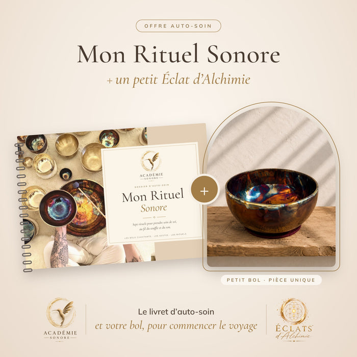 Livret Mon Rituel Sonore et petit bol Éclat d’Alchimie fait main