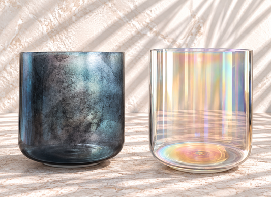 Profondeur et Éveil  DUO Yin & Yang Bol éclats d'alchimie en cristal