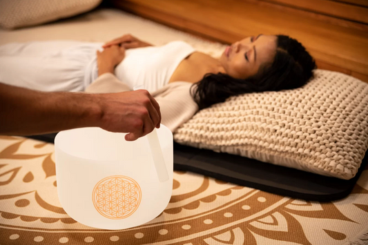 Bols chantants Cristal Pure ''Fleur de vie 25cm 128hz Chakra Coronal